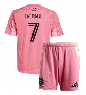 Inter Miami Rodrigo De Paul #7 Hemmakläder Barn 2025-26 Kortärmad (+ Korta byxor)